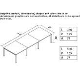 Rectangular wooden conference table with cable management system Goerzig