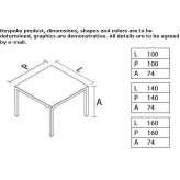 Square metal conference table with cable management system Eagle