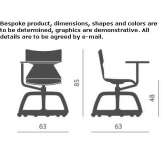 Swivel beech wood training chair with storage Orsan