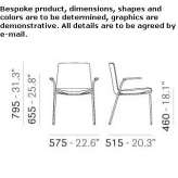 Upholstered polycarbonate chair with armrests Brande