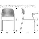 Stackable fabric training chair with writing tablet Bevent