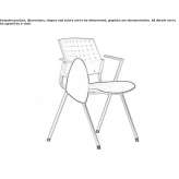 Stackable fabric training chair with armrests and writing tablet Bandol