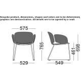 Polypropylene chair based on a sled with armrests Chadron