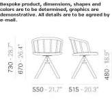 Swivel ash chair on trestles with armrests Tineo