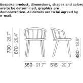 Ash chair with sleigh base with armrests and integrated cushion Tineo