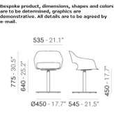 Swivel chair made of polypropylene with armrests Yardimci