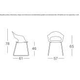 Technopolymer chair on a sled base with armrests Trittau