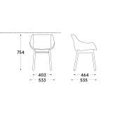 Polypropylene chair with wooden base and armrests Budgewoi