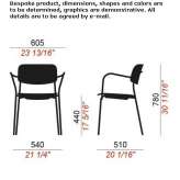 Chair with plywood armrests and steel structure Kirby