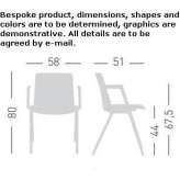 Technopolymer chair with connecting device to armrests Herdecke