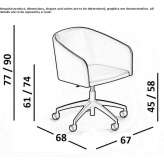 Fabric chair with armrests on wheels Jesewitz