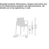 Technopolymer chair with armrests, stackable Rheden