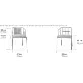 Steel and rope garden chair with armrests and cushion Esiroglu