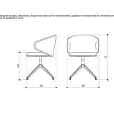 Obrotowe krzesło materiałowe z 4-ramienną podstawą Chiva