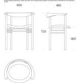 Ash chair with armrests and seat upholstered in leather Oituz