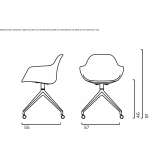 Swivel fabric chair on trestles and wheels Tatui