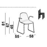 Polypropylene chair with a sleigh-shaped base and armrests Ipatovo