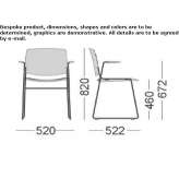 Polypropylene chair with armrests Donvidas