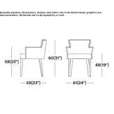 Krzesło z litego drewna i tkaniny z podłokietnikami Errezil