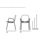 Laminated chair with armrests, stackable Petnjica