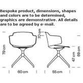 Obrotowe krzesło materiałowe na kozłach z podłokietnikami Fritch