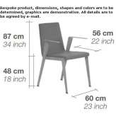 Garden chair upholstered in leather and steel with armrests Guacheta