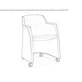 Leather chair with armrests on wheels Maino