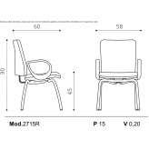 Fabric reception chair with armrests Moia