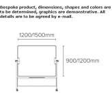 Swivel office board made of tempered glass on wheels Orisoain