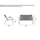 Small sofa in powder-coated steel and rope Akdiken