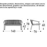 Two-seater garden sofa made of powder-coated aluminum Rietavas