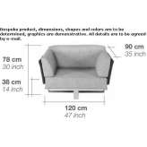 Garden armchair upholstered in fabric, steel, rope with armrest Esiroglu