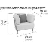 Garden armchair upholstered in fabric and steel with armrests Captieux