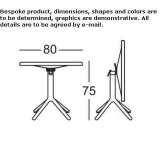 Square table with drop-top and 4-star base Gerald