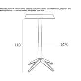 Square high table made of polypropylene with a 4-star base Boituva