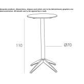 High table made of polypropylene with a 4-star base Boituva