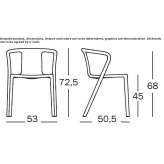 Polypropylene chair with stackable armrests Garzon