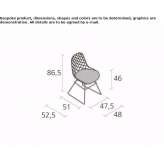 Powder-coated steel chair on a sled base with an integrated cushion Barba