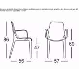 Technopolymer chair with armrests, stackable Tollo