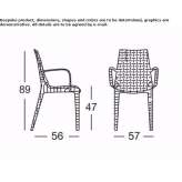 Technopolymer garden chair with armrests, stackable Joutseno