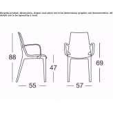 Polycarbonate chair with armrests, stackable Caarapo