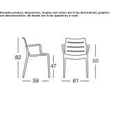 Technopolymer chair with armrests Lovagny