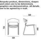 Stackable sled base, Biogreen® lacquered and steel chair Bedford