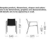 Stainless steel and wood chair with armrests Balham