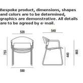 Biogreen® stackable sled base and steel chair with armrests Bedford