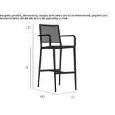 Batyline® high stool and steel with armrests Lakin