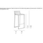 Aluminum stool with a high base, thermally lacquered, with backrest Piding