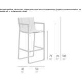 A high, aluminum stool in a modern style with armrests Pamece