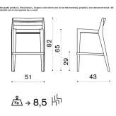 Tall teak stool with backrest Campo