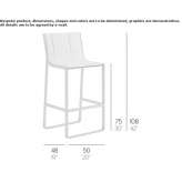 Aluminum stool with a high base, thermally lacquered, with backrest Pamece